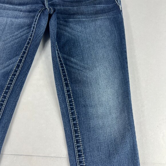 Miss Me Jeans Women's 29x25* Low Rise Skinny Ankle Blue Embellished Denim Tag 27 - Picture 3 of 16